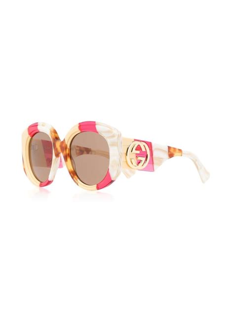 gucci round striped sunglasses